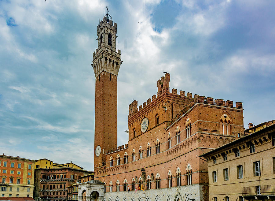 Piazza del Campo Clock Tower Photograph by Marcy Wielfaert