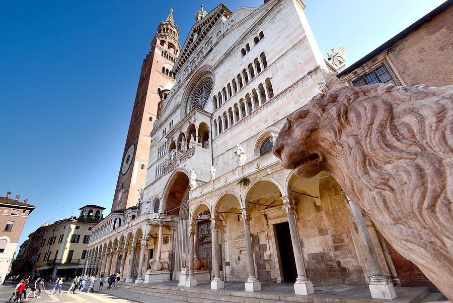 Piazza Del Comune With Duomo And Stone Lions, Cremona, Lombardy, Italy Photograph by Thomas Stankiewicz