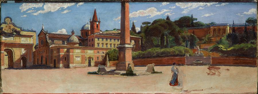Architecture Painting - Piazza Del Popolo In Rome by Aleksander Gierymski