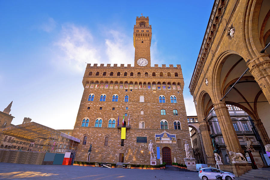 Piazza della Signoria in Florence square and Palazzo Vecchio vie Photograph by Brch Photography