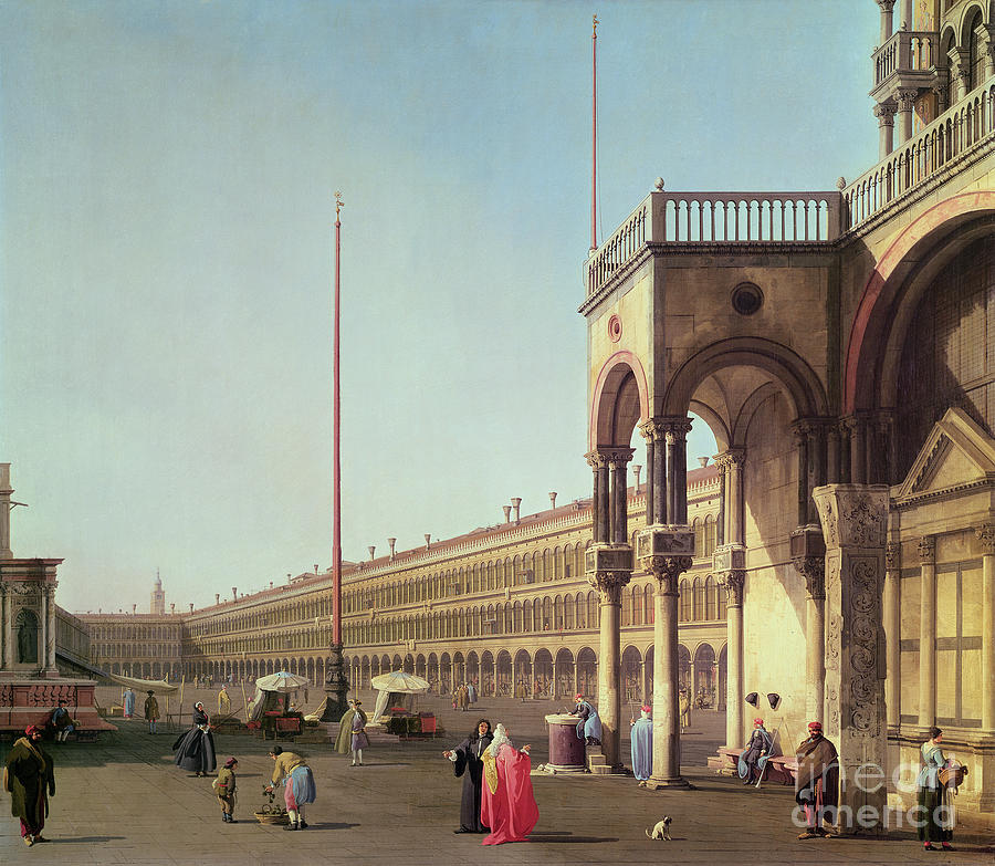 Piazza Di San Marco, From The Piazzetta, In Venice Painting by Canaletto