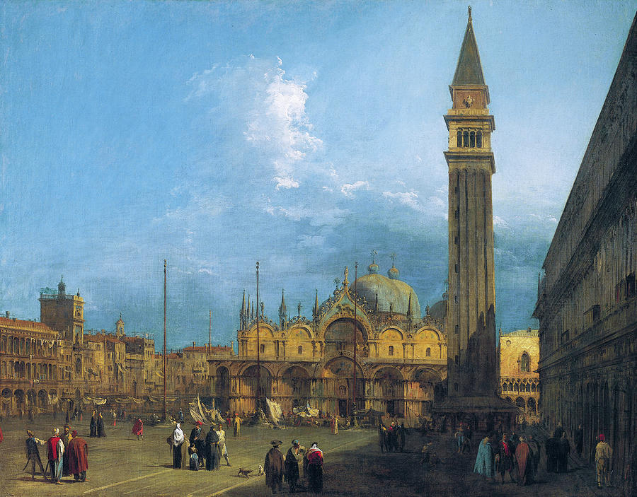 Canaletto Painting - Piazza San Marco looking East towards the Basilica and the Campanile by Canaletto
