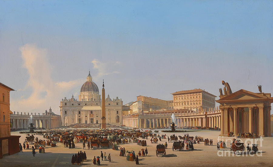 Piazza San Pietro, Roma Painting by Ippolito Caffi