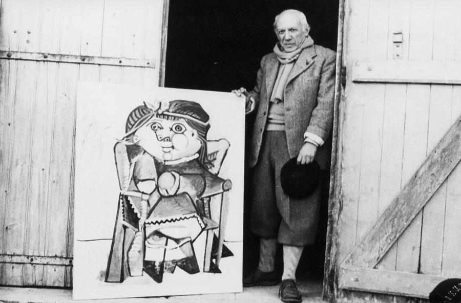 Picasso With Painting, 1951 Painting by Marianne Greenwood