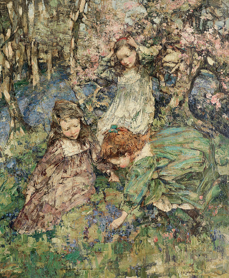 Picking bluebells Painting by Edward Atkinson Hornel - Pixels