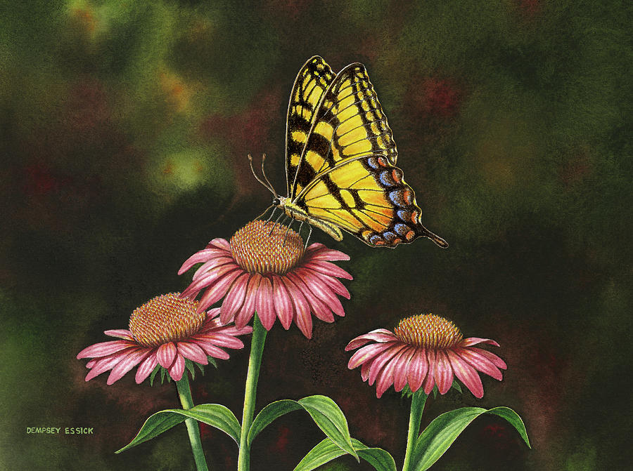 Butterfly Painting - Picking Coneflowers by Dempsey Essick