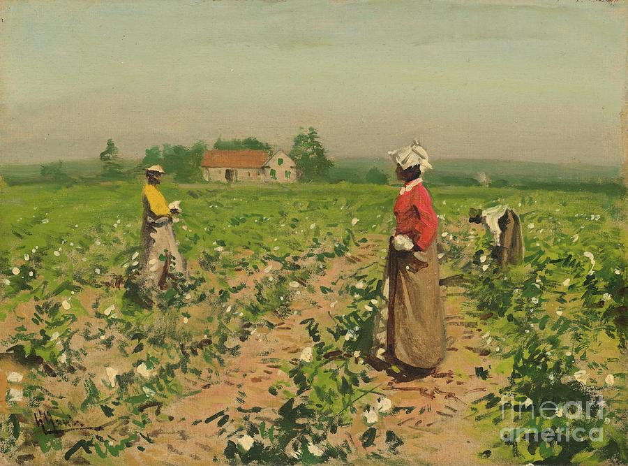Landscape Painting - Picking Cotton, C.1890 (oil On Academy Board) by Gilbert Gaul