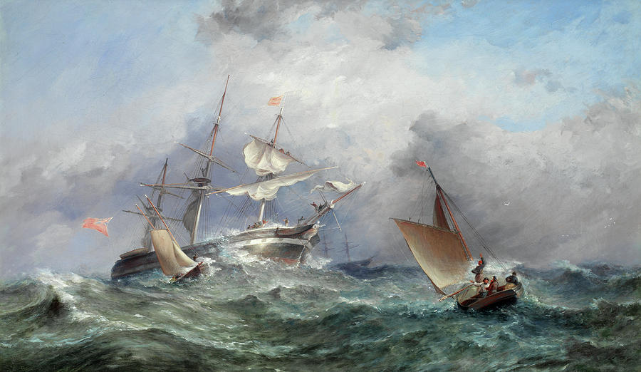 Boat Painting - Picking up a pilot by James Harris of Swansea