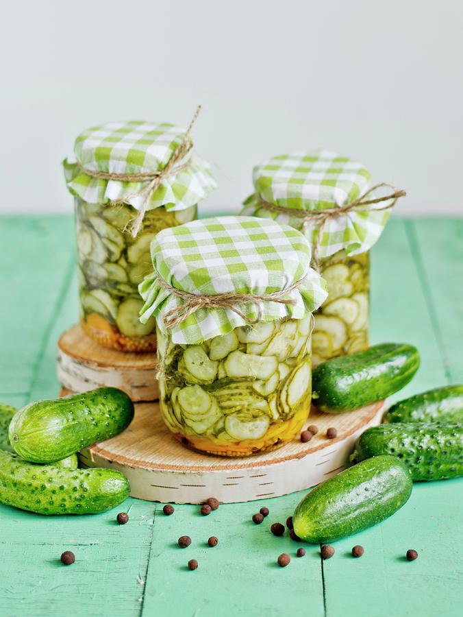 Pickled Cucumber Slices Photograph by Dorota Indycka