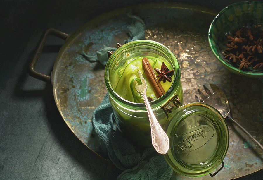 Pickled Cucumber With Star Anise And Cinnamon Photograph by Arjan Smalen Photography