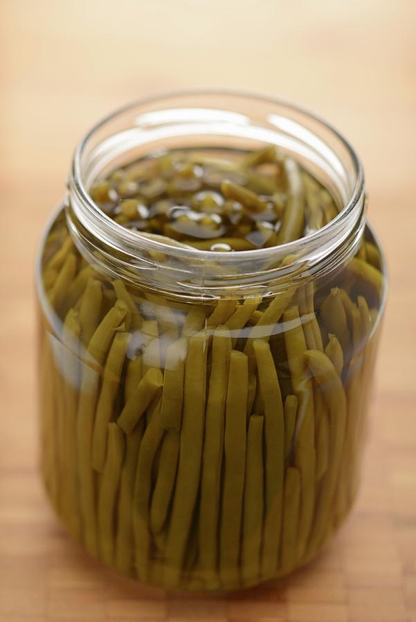 Pickled Green Beans In A Screw-top Jar Photograph by Caste, Alain
