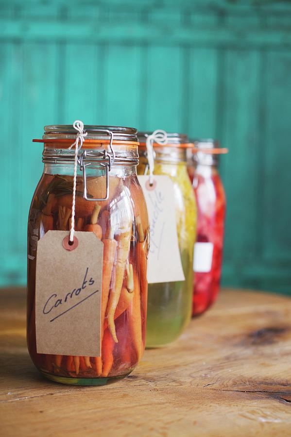 Pickled Vegetables From The Garden Of The Rabbit Restaurant, London, England Photograph by Jalag / Maria Schiffer