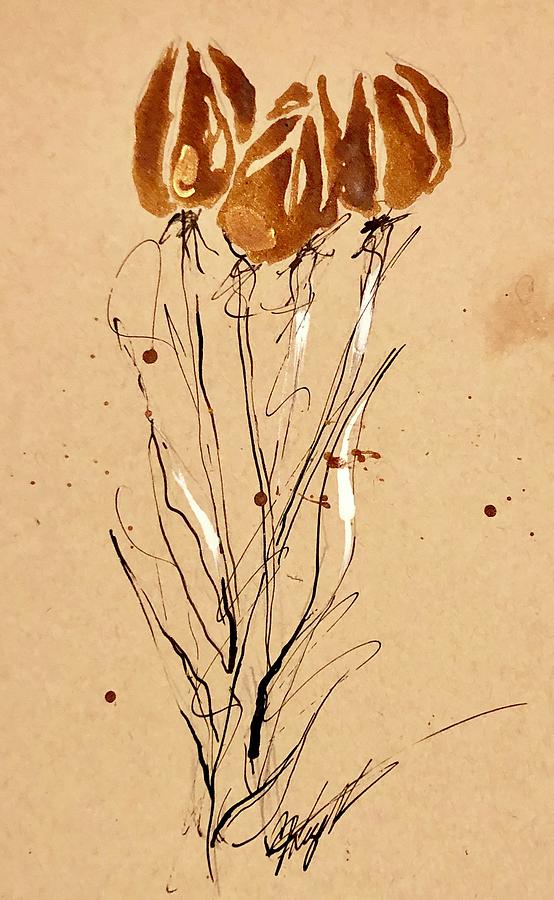 Pickn Flowers Drawing by C F Legette