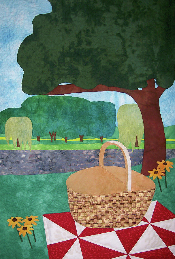 Picnic at Ellis Pond Tapestry - Textile by Pam Geisel