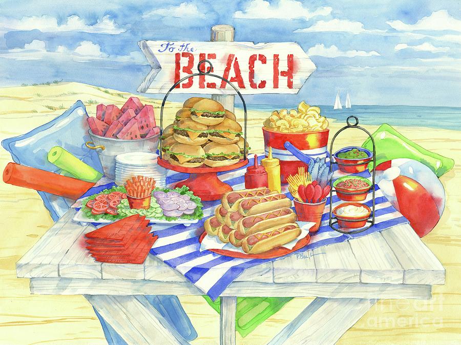Beach Painting - Picnic at the Beach by Paul Brent