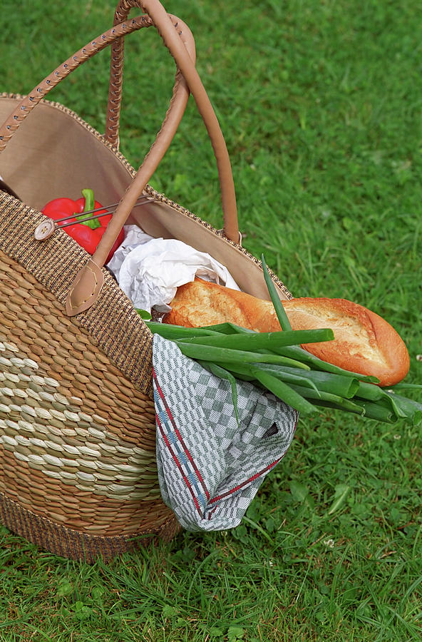 Picnic Basket On The Grass Digital Art by Stock4b-royaltyfree - Fine ...