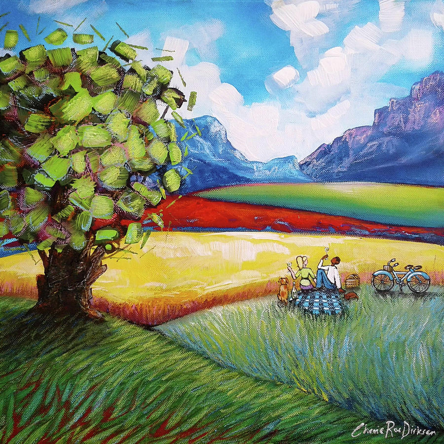 Mountain Painting - Picnic In The Winelands by Cherie Roe Dirksen