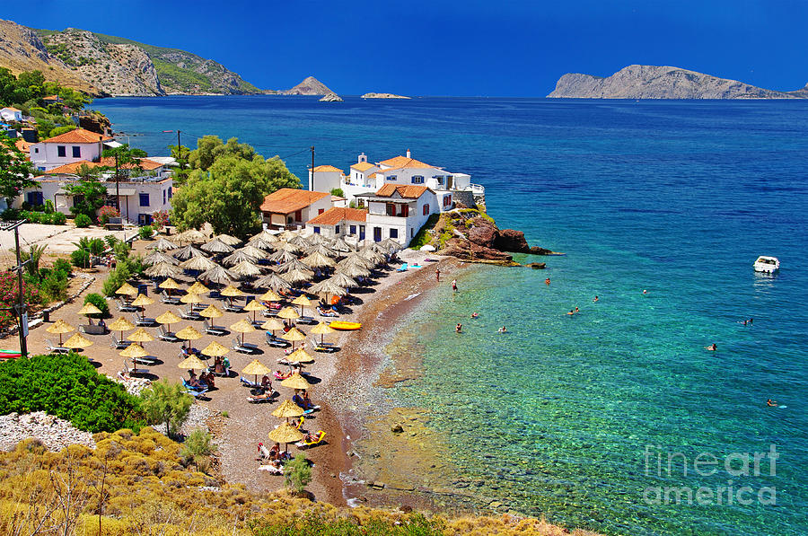 Mountains Photograph - Pictorial Beaches Of Greece - Hydra by Leoks Mountains Photograph - Pictorial Beaches Of Greece - Hydra by Leoks