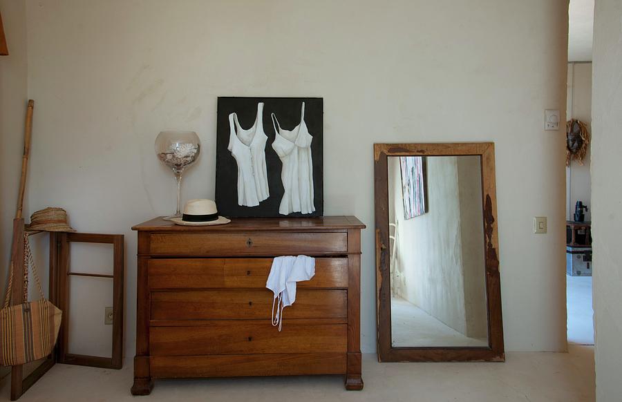 Picture Of Camisoles On Top Of Antique Chest Of Drawers Next To Floor-standing Mirror Photograph by Christophe Madamour