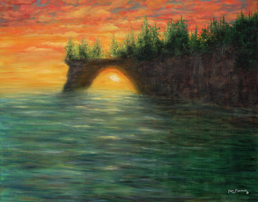 Pictured Rocks Sunset Painting by Ken Figurski