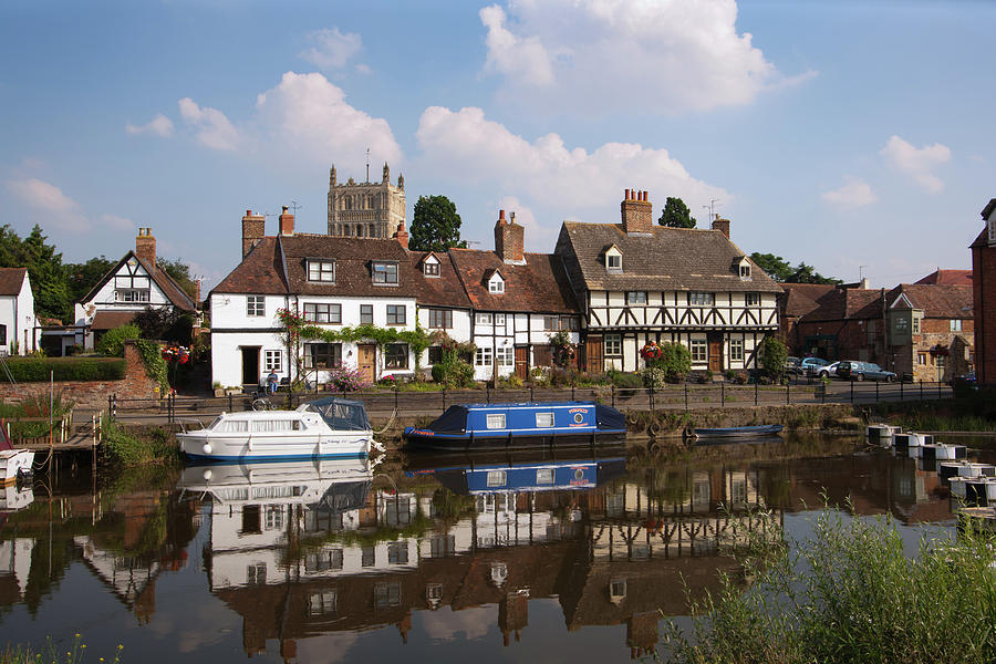 Picturesque Riverside Cottages In Tewkesbury, Gloucestershire, U Photograph