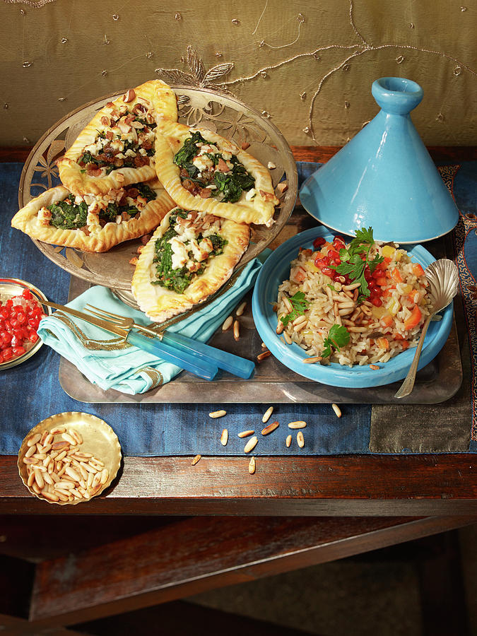 Pide With Spinach, Almonds And Eggplant Pilaf christmas Photograph by Jan-peter Westermann