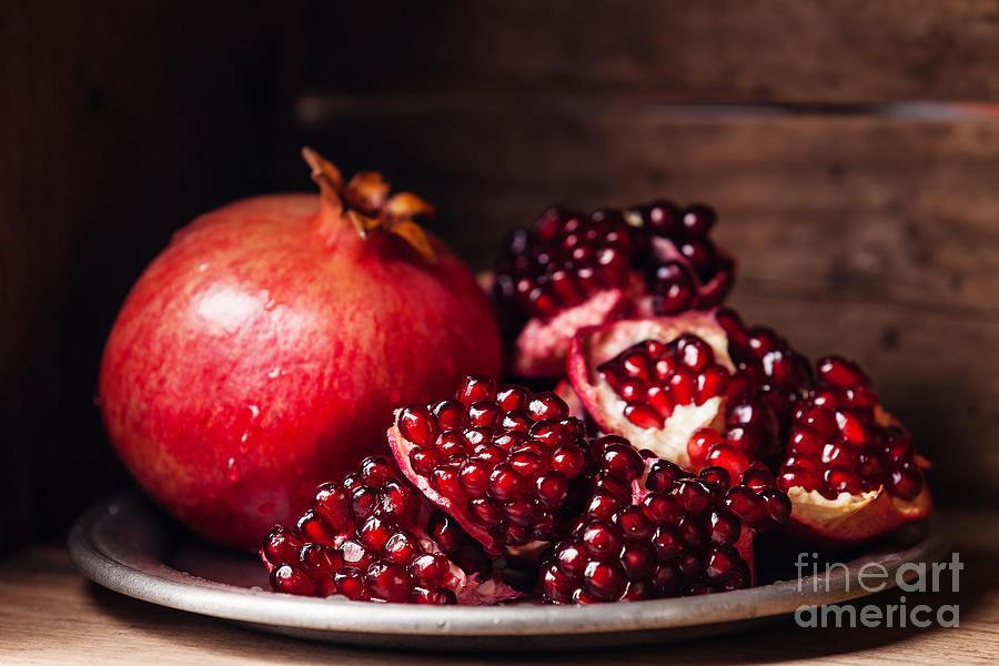 Tray Photograph - Pieces And Grains Of Ripe Pomegranate by Lisovskaya Natalia Tray Photograph - Pieces And Grains Of Ripe Pomegranate by Lisovskaya Natalia