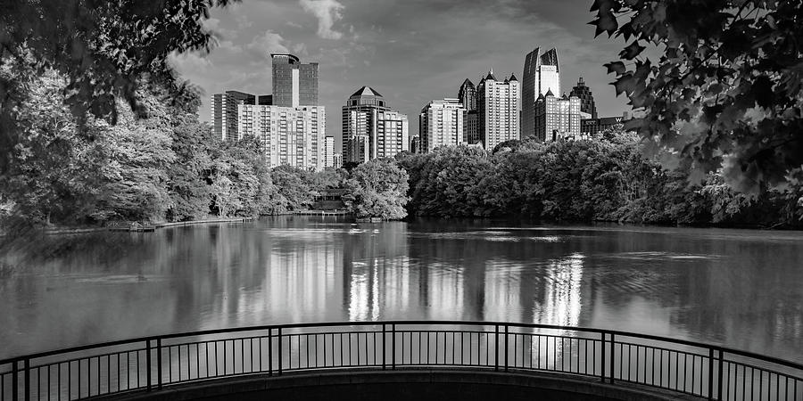 Atlanta Skyline Photograph - Piedmont Park Panorama - Atlanta Skyline in Black and White by Gregory Ballos