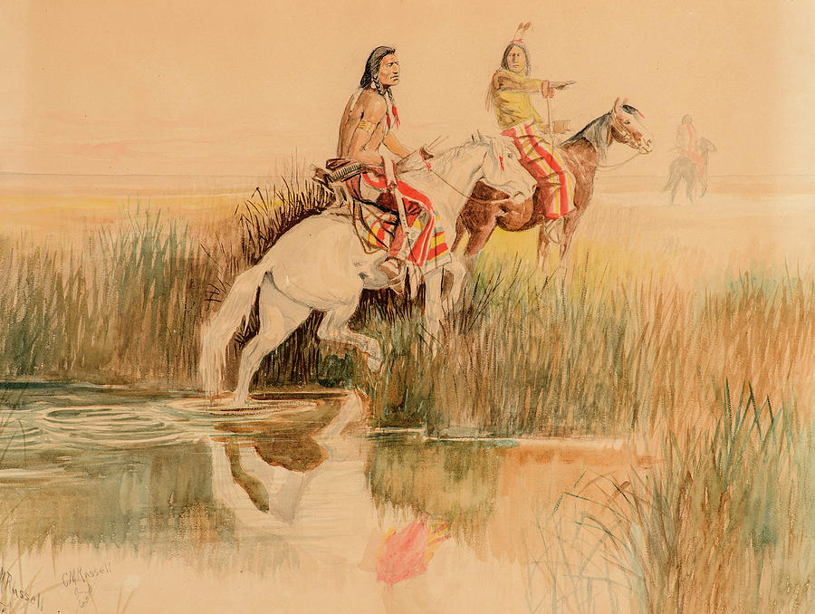 Native American Painting - Piegan Hunting Party, 1894 by Charles M Russell