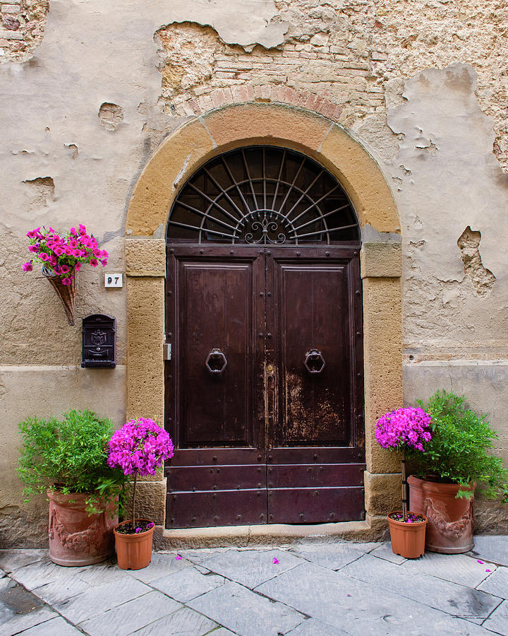 Flower Photograph - Pienza Facade #1 - Vertical by Michael Blanchette Photography