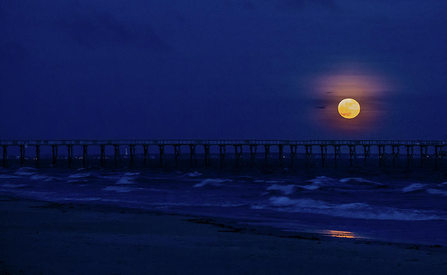 Pier and Moon Photograph by Nick Noble
