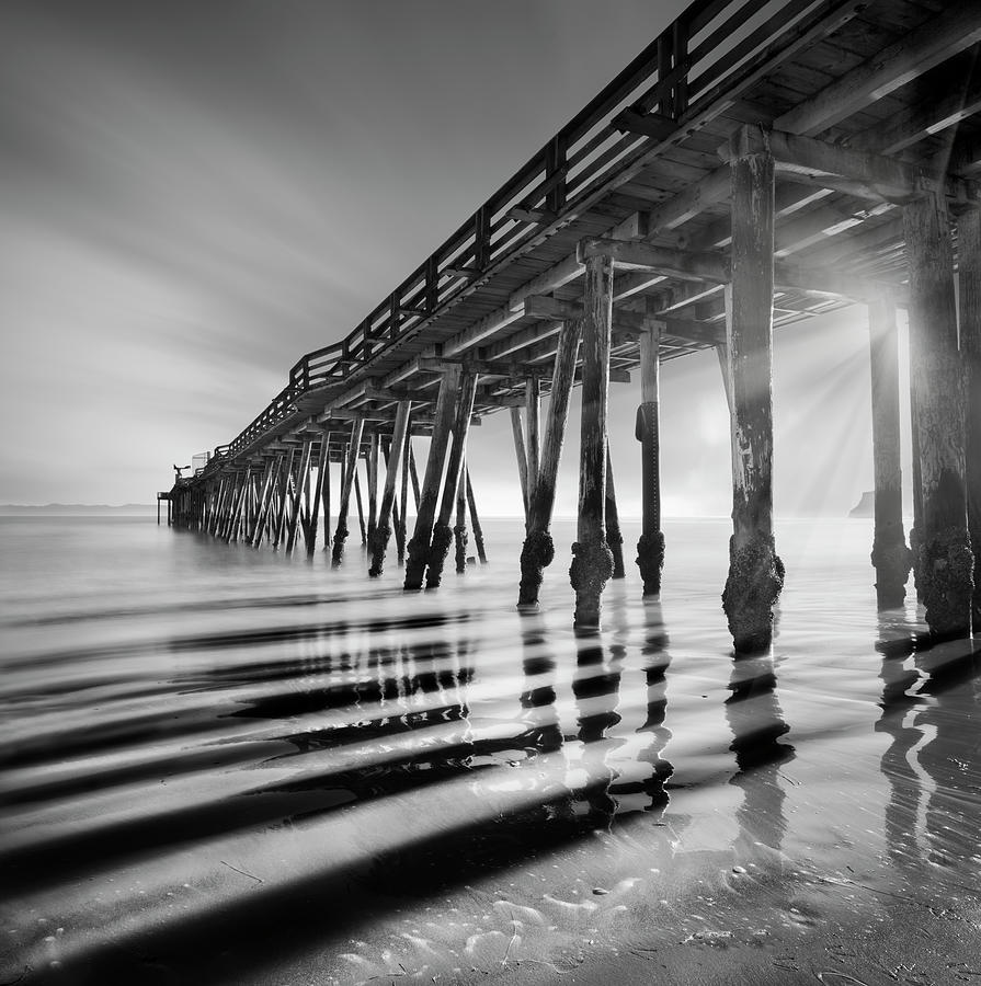 Black And White Photograph - Pier And Shadows by Moises Levy