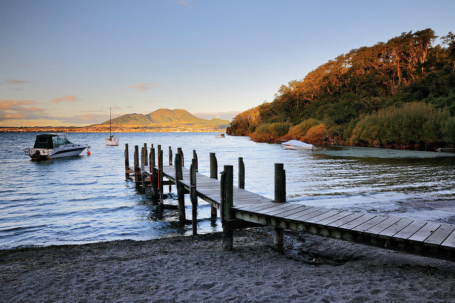 Pier At Lake Taupo, New Zealand Digital Art by Riccardo Spila