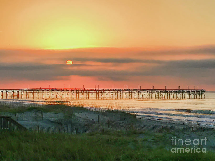 Pier at Sunrise - Ocean Isle Beach North Carolina  Photograph by Kerri Farley