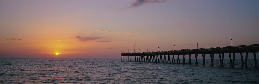Pier At Sunset, Gulf Of Mexico, Venice Photograph by Panoramic Images