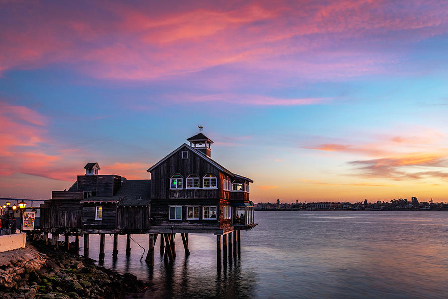 Pier Cafe Winter Sunset Photograph by Scott Cunningham
