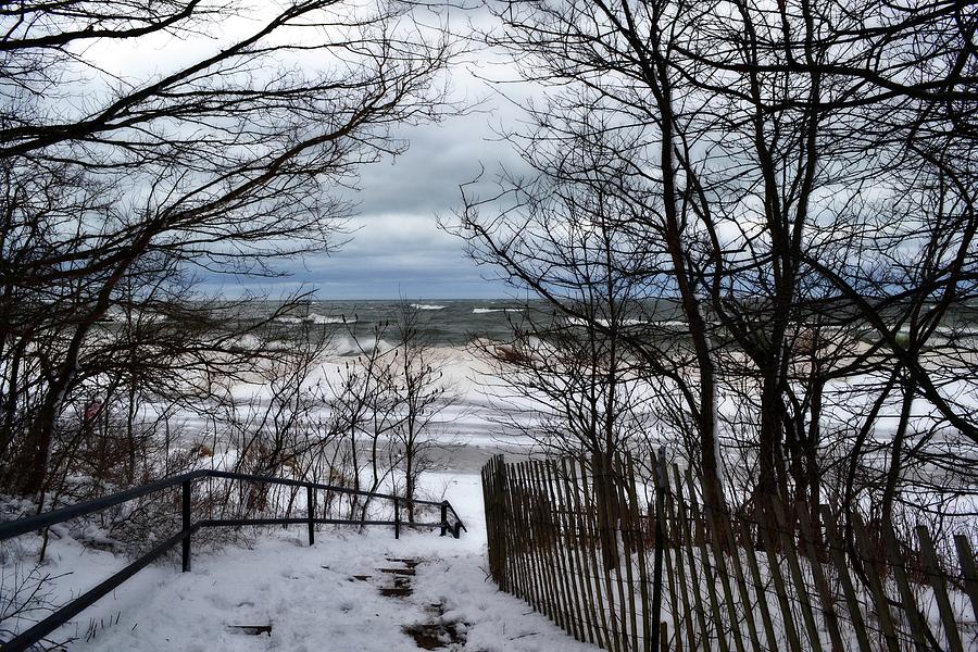 Pier Cove Beach with Winter Waves Photograph by Michelle Calkins
