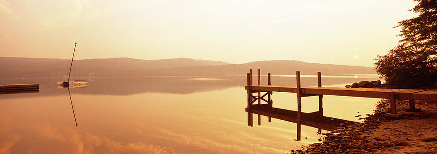 Pier On A Lake At Sunset, Pleasant Photograph by Panoramic Images
