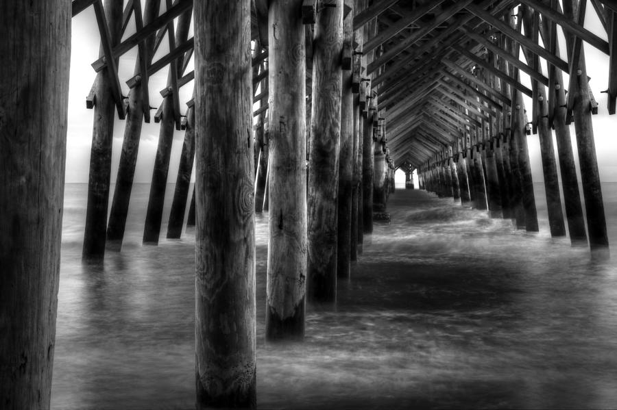 Pier Pilings In Black And White Photograph