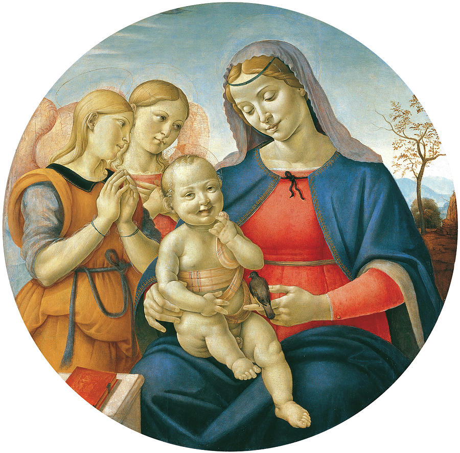Piero di -attributed to- Cosimo -Florence -?-, 1461/62-1521-. The Virgin and Child with Angels -c... Painting by Piero di Cosimo -1462-1521-