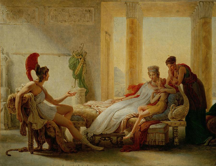 Pierre-Narcisse Guerin / Aeneas and Dido -sketch-, 35 x 45 cm, R. F.762. Painting by Pierre-Narcisse Guerin -1774-1833-