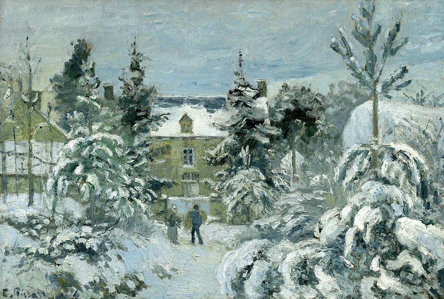 Camille Pissarro-snow at montfoucault, famous painting 1891 | iPhone Wallet