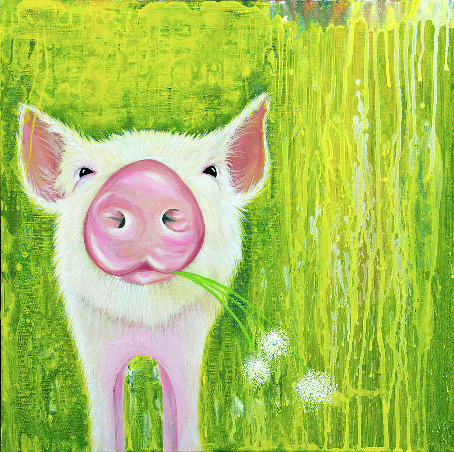Animal Painting - Pig by Michelle Faber
