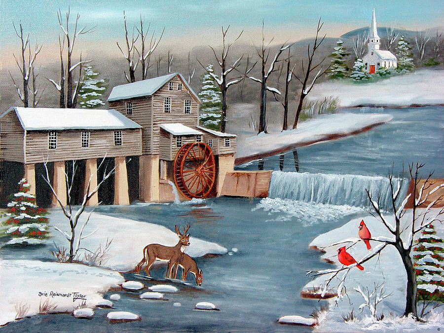 Cardinal Painting - Pigeon Forge In The Winter by Arie Reinhardt Taylor