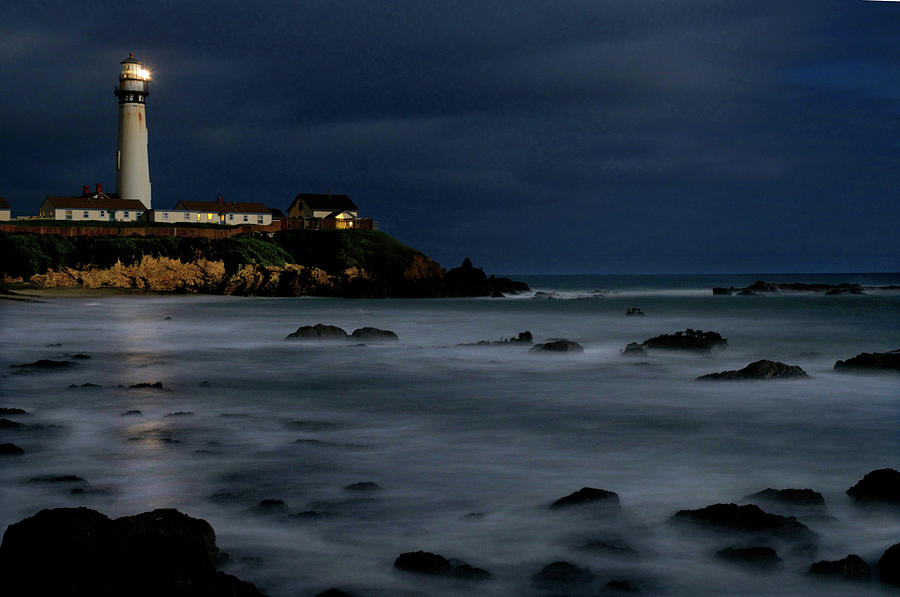 Pigeon Point Lighthouse At Night Photograph by Mitch Diamond