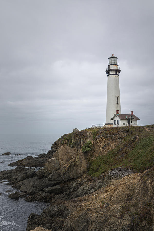 Pigeon Point Lighthouse in the Mist - Vertical by TL Wilson Photography Photograph by Teresa Wilson