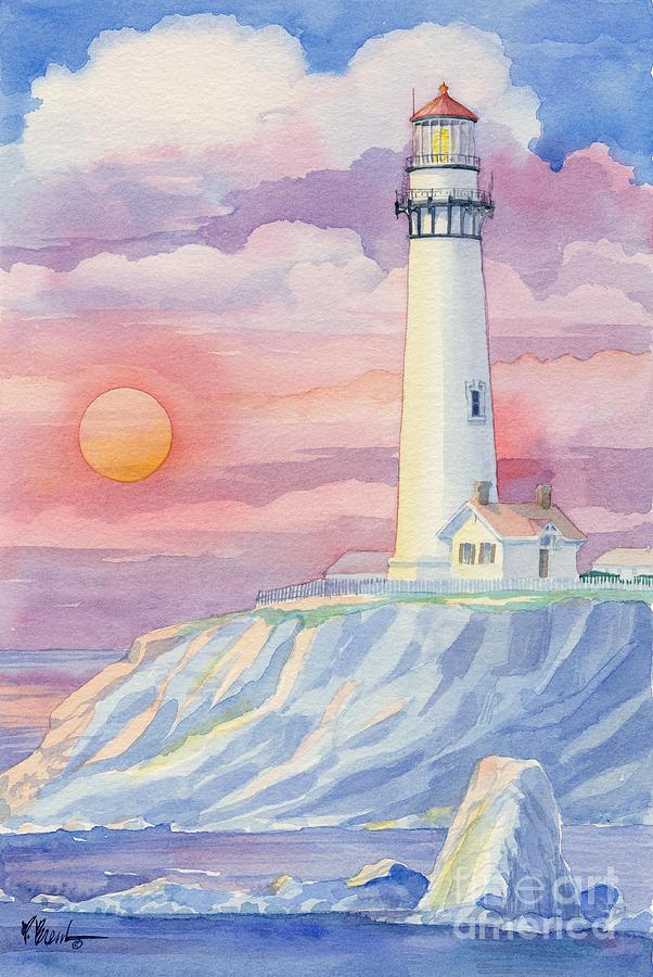 Sunset Painting - Pigeon Point Lighthouse by Paul Brent