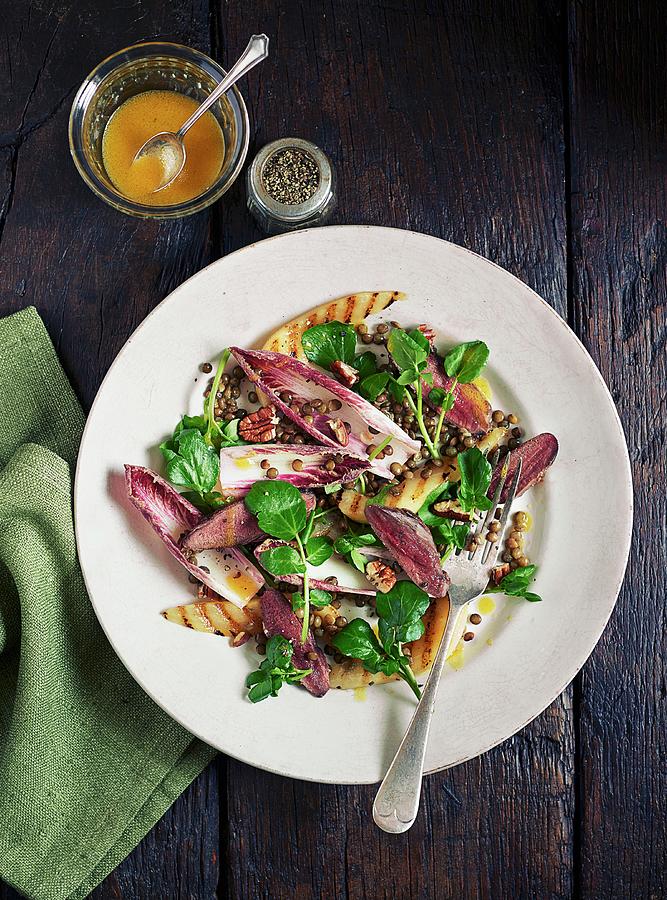 Pigeon Salad With Radicchio And Watercress Photograph by Michael Hart