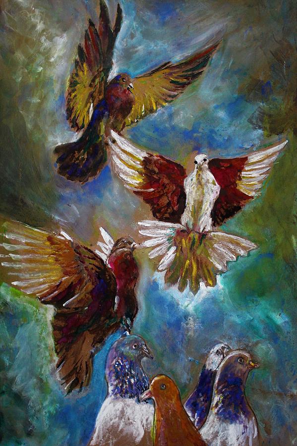 Pigeons flock by Khalid Saeed Pigeons flock by Khalid Saeed