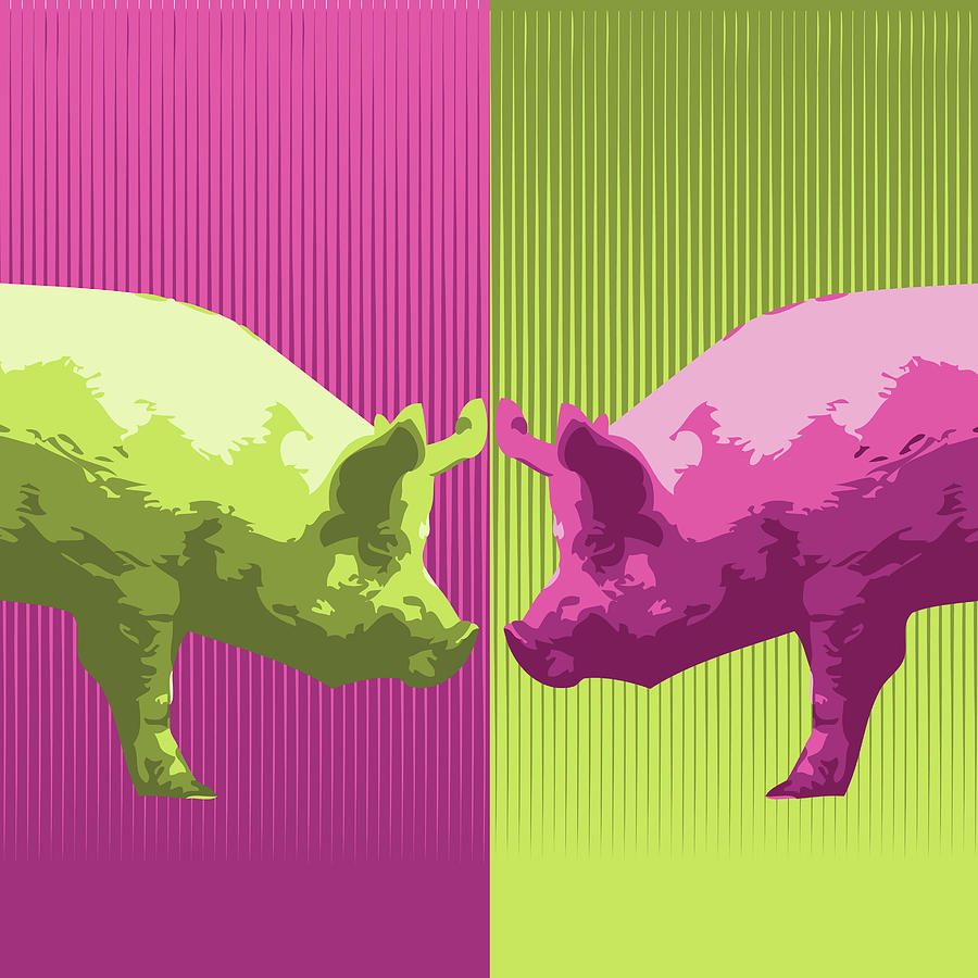 Piggs Digital Art by Ben Grib Design